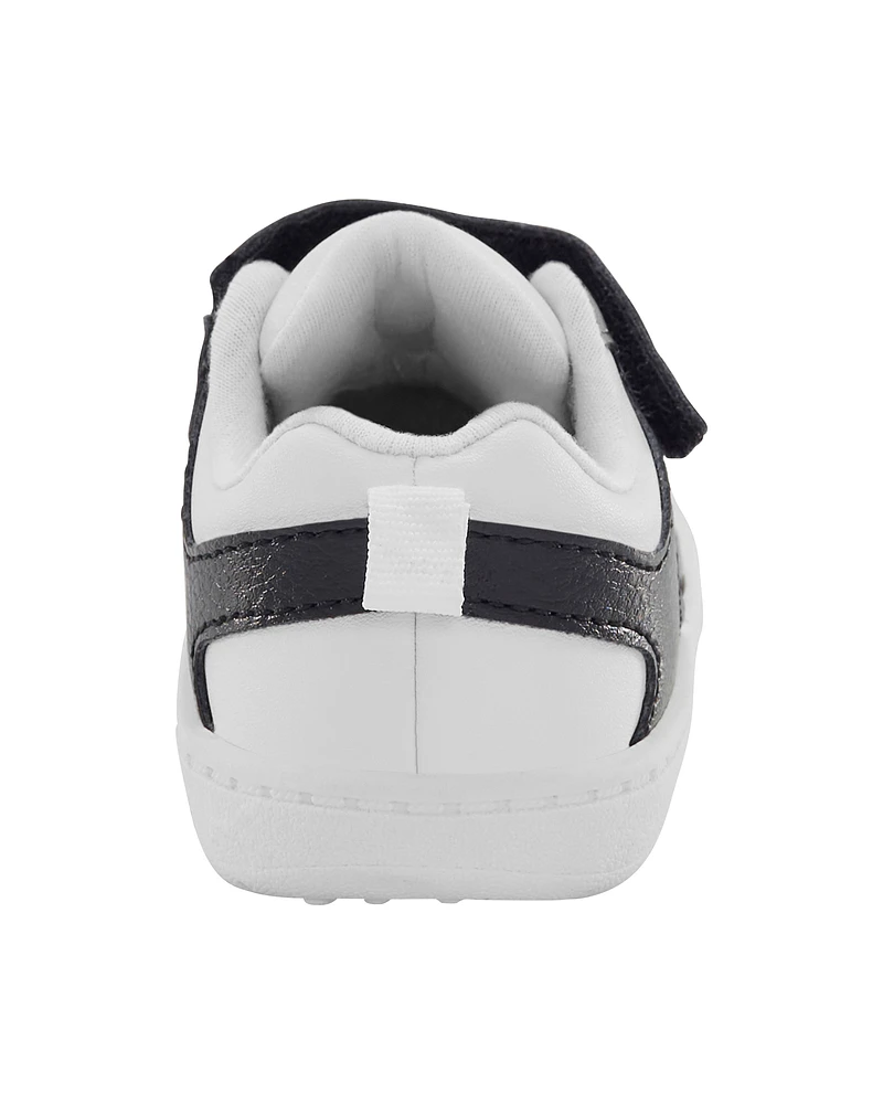 Baby Every Step® First Walker  Faux Leather Fashion Sneakers - White/Black