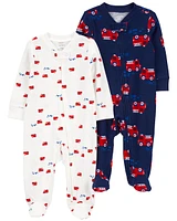 Baby 2-Pack 2-Way Zip Cotton Sleeper Pyjamas