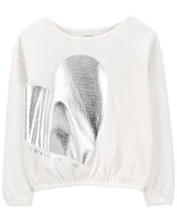 Kid Metallic Heart Thermal Top