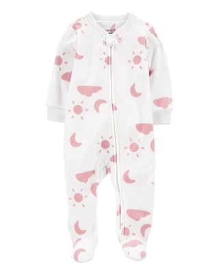 Baby Sky Print Fleece Zip-Up Footie Sleeper Pyjamas