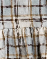 Baby Organic Cotton Herringbone Button-Front Dress Plaid