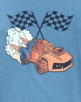 Toddler Race Car Cotton Blend Long-Sleeve Tee - Blue