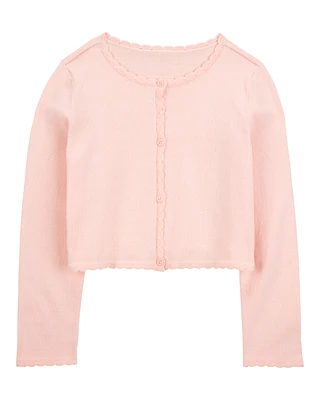 Kid Wave Trim Cardigan Sweater