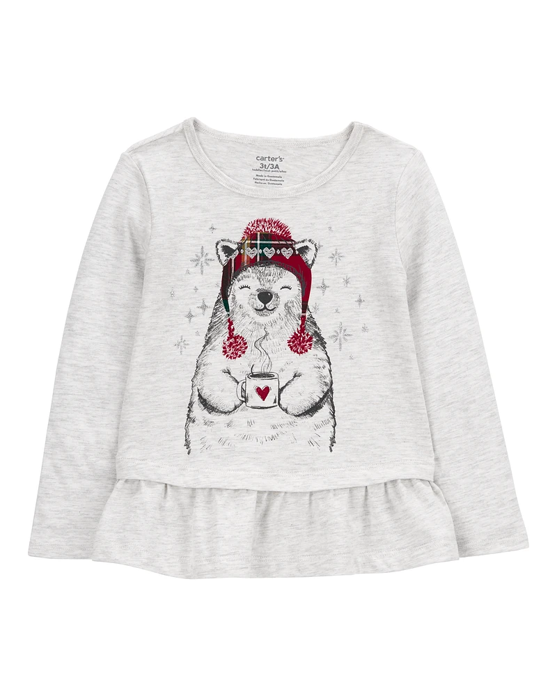 Toddler Polar Bear Peplum Top