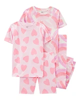 Kid 4-Piece Rainbow Heart 100% Snug Fit Cotton Pyjamas