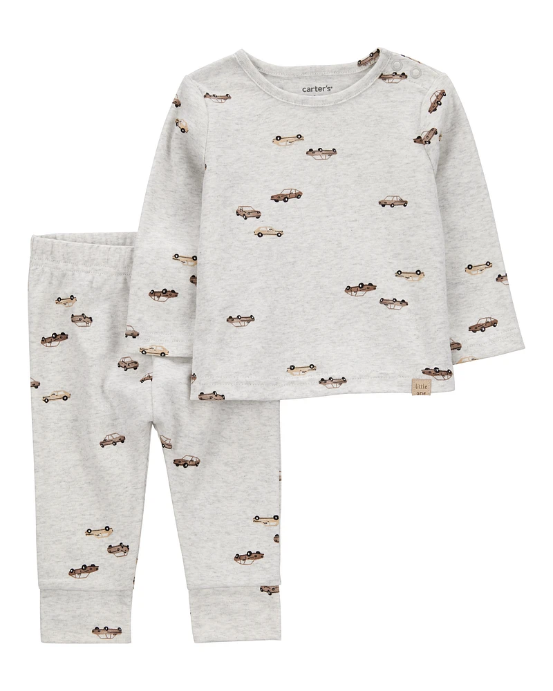 Baby 2-Piece Car Print Long-Sleeve Tee & Pant Set