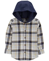 Baby Plaid Hooded Button-Down Shirt