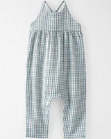 Baby Gingham Print Organic Cotton Gauze Jumpsuit