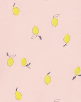 Baby Lemon Print Short-Sleeve Bodysuit - Pink