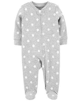 1-Piece Grey Polka Dot Sleeper Pyjamas