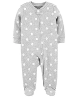 1-Piece Grey Polka Dot Sleeper Pyjamas