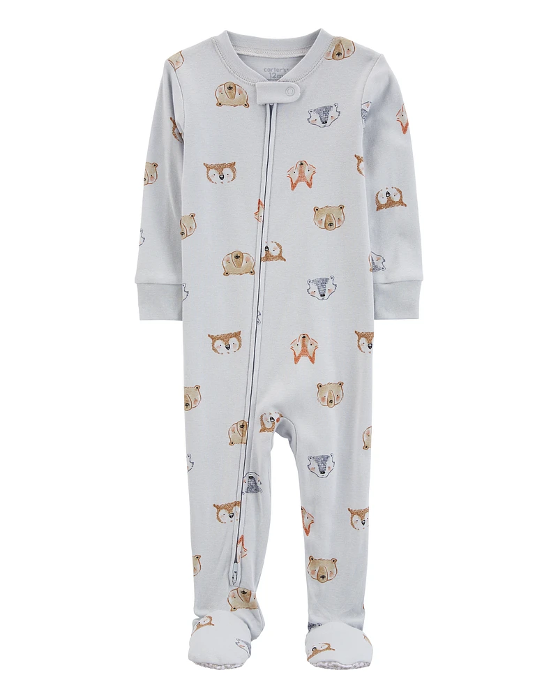 Toddler 1-Piece Animals 100% Snug Fit Cotton Footie Pyjamas