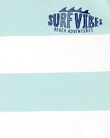 Kid Surfing Print Snug Fit Cotton 4-Piece Pyjamas