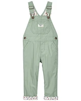 Toddler Floral Lined Lightweight Canvas Overalls
