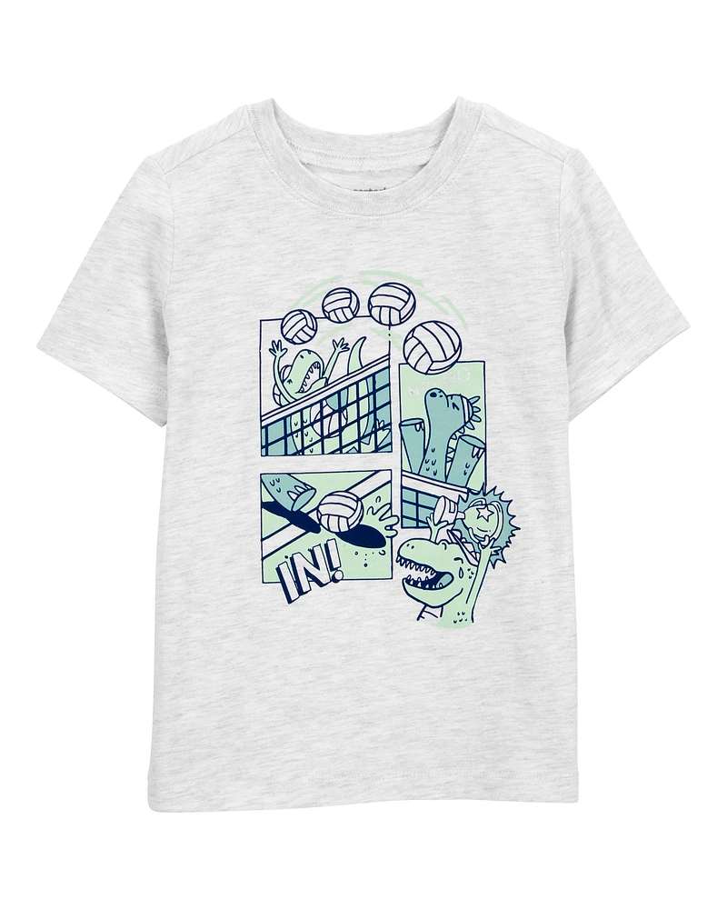 Toddler Volleyball Short-Sleeve Graphic Tee - White