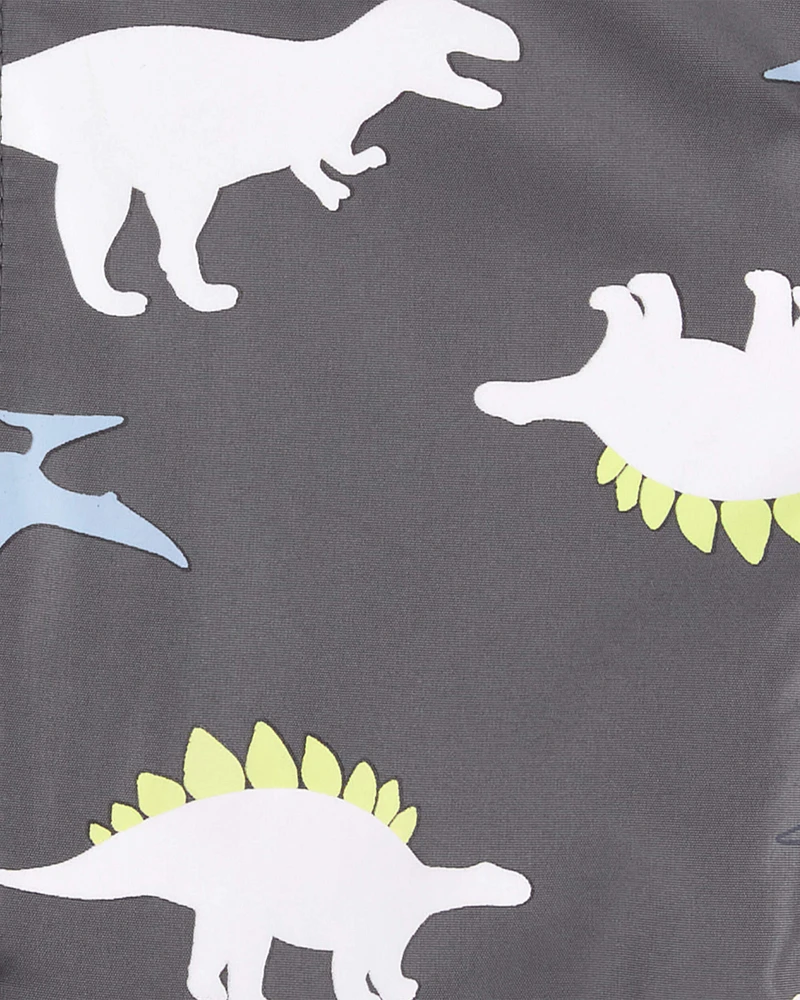 Toddler Dinosaur Colour Changing Rain Jacket - Grey
