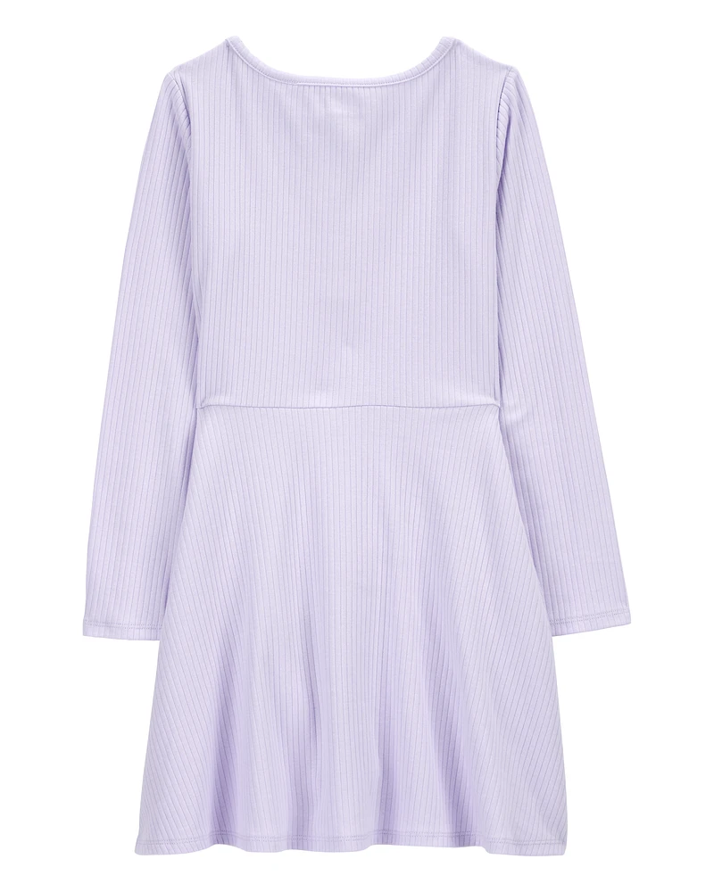 Kid Long-Sleeve Ribbed Dress