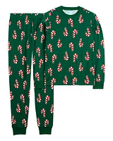 Adult 2-Piece Candy Cane 100% Snug Fit Cotton Pyjamas