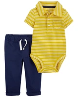 2-Piece Striped Polo Bodysuit Pant