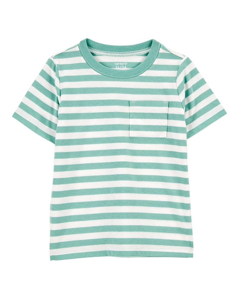 Toddler Striped Woven Short-Sleeve Tee