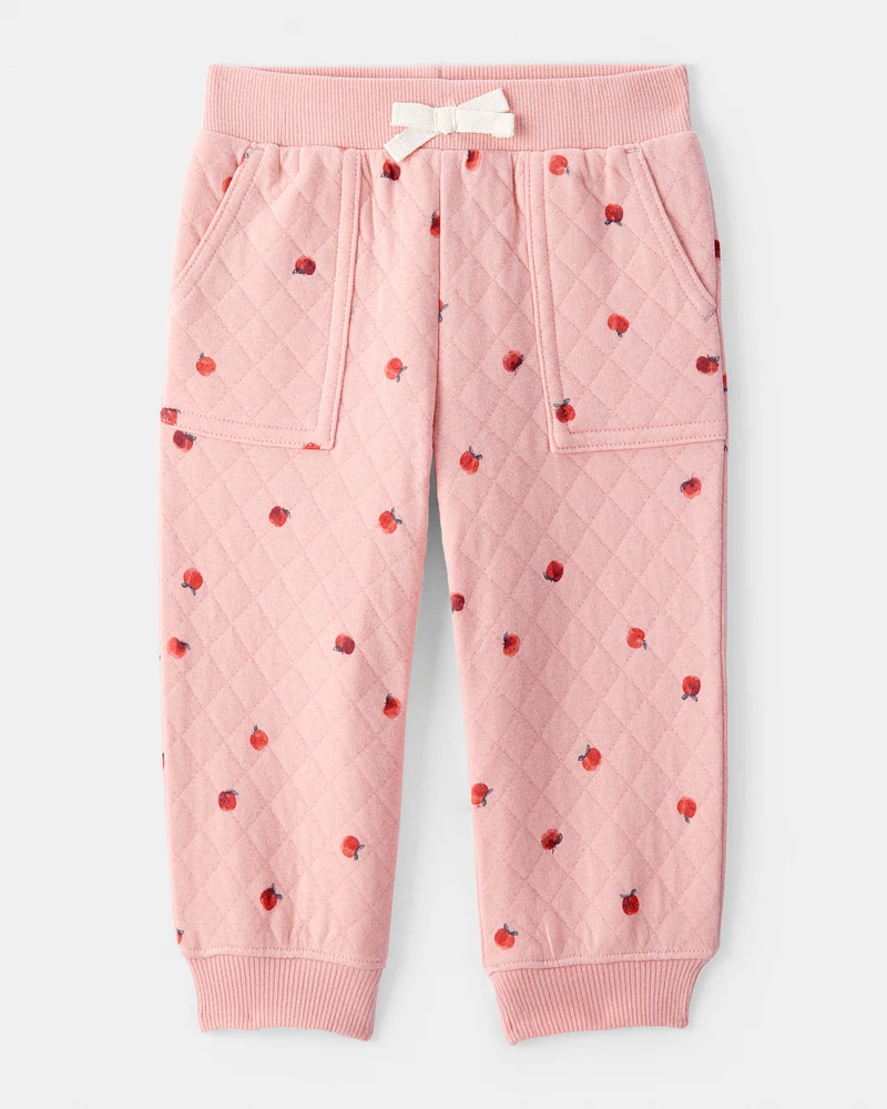 Baby 2-Piece Apple Print Doubleknit Pant Set - Pink