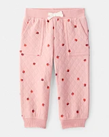 Baby 2-Piece Apple Print Doubleknit Pant Set - Pink