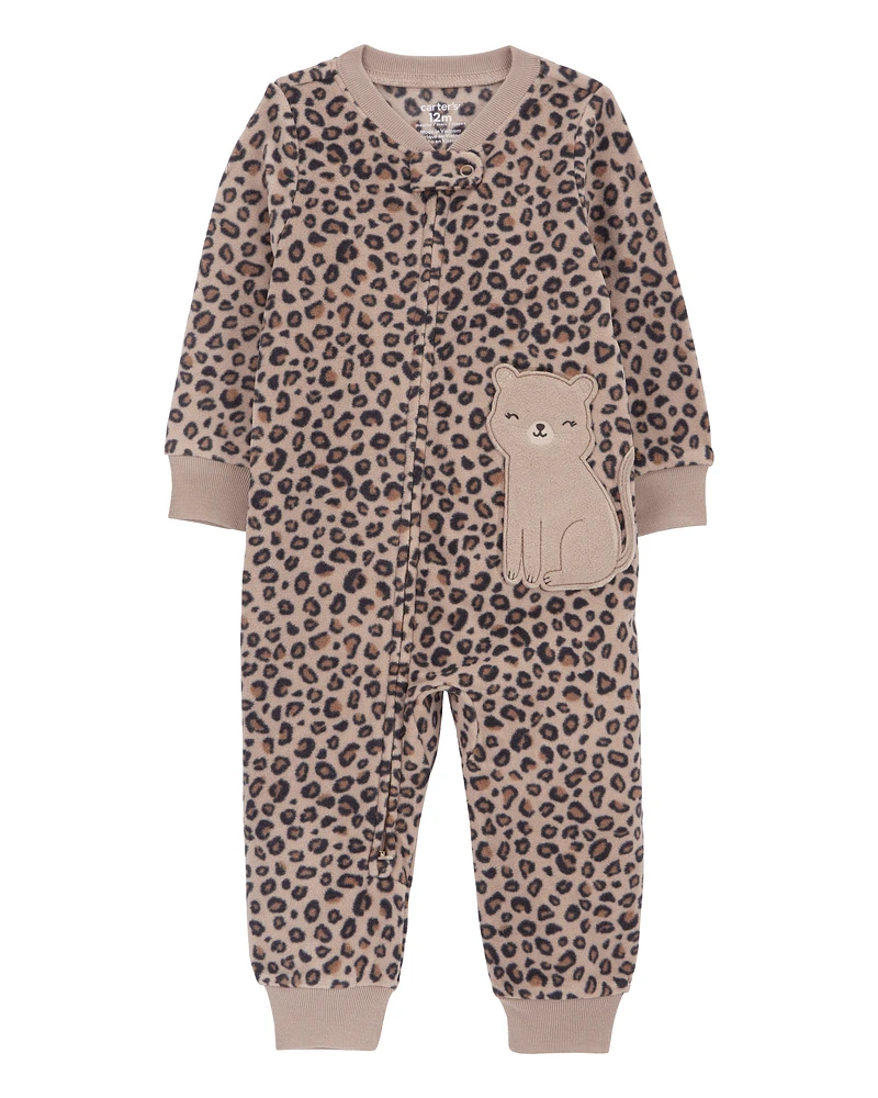 Toddler 1-Piece Cheetah Print Fleece Footless Pyjamas