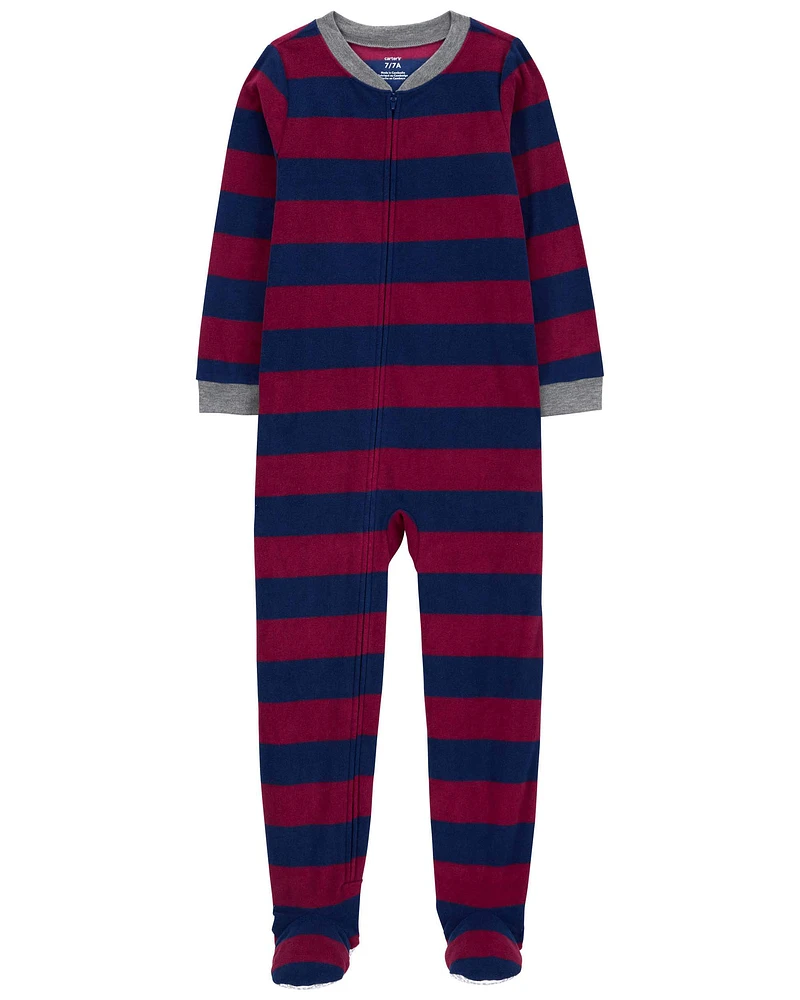 Kid 1-Piece Striped Fleece Footie Pyjamas