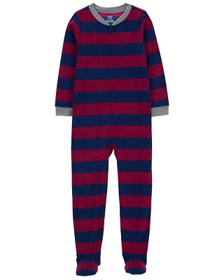 Kid 1-Piece Striped Fleece Footie Pyjamas