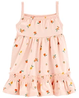 Peach Sleeveless Cotton Dress