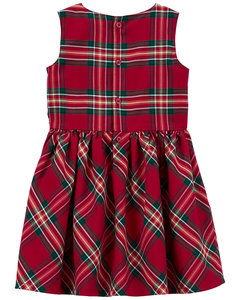 Toddler Plaid Sateen Holiday Dress