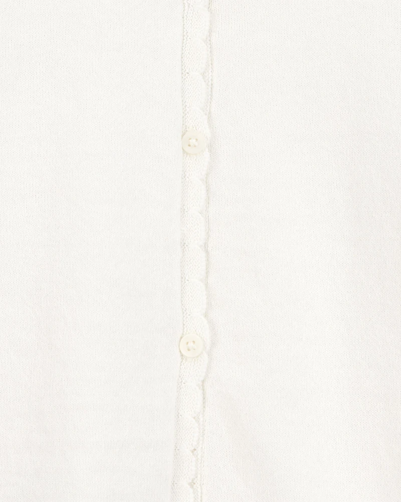 Kid Wave Trim Cardigan Sweater