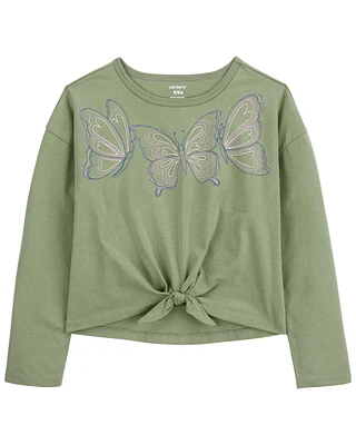 Kid Butterfly Tie-Front Jersey Tee