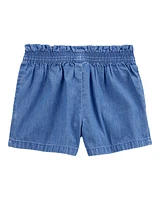 Toddler Chambray Pull-On Shorts - Blue