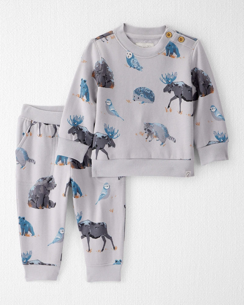 Baby Midnight Forest Print Fleece Set Made with Organic Cotton