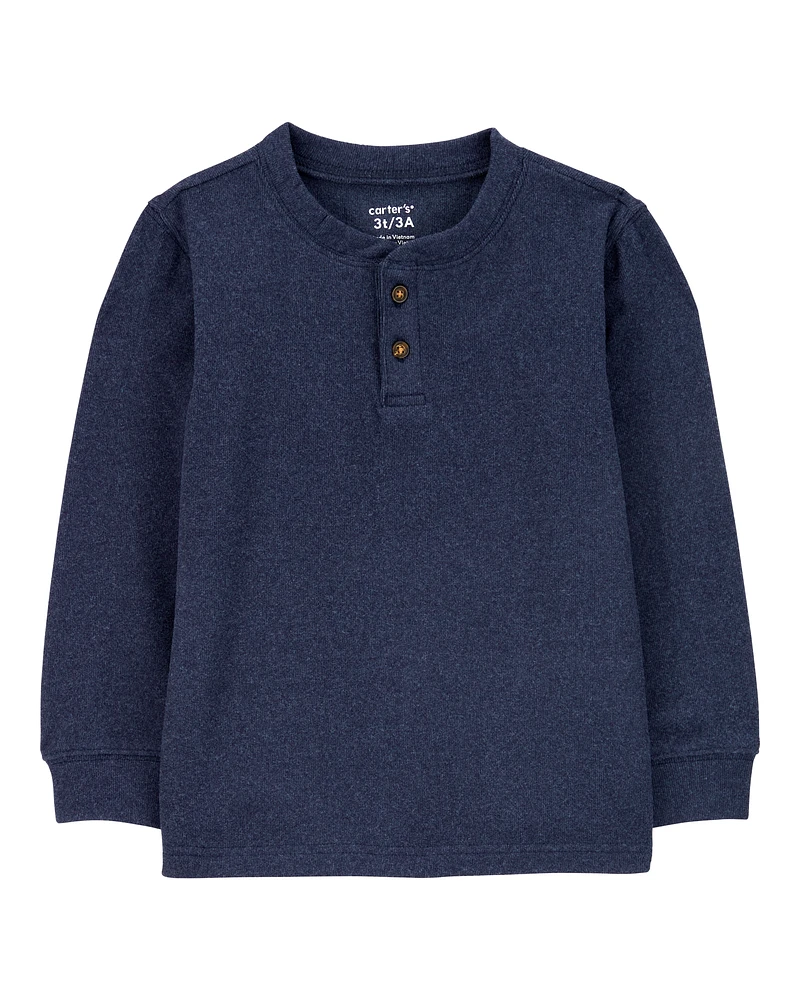 Toddler Drop Needle Long-Sleeve Henley Tee