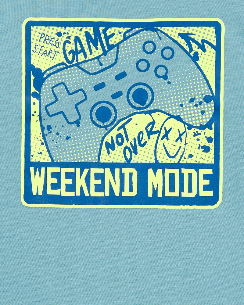 Gaming Cotton Blend Long-Sleeve Tee - Blue