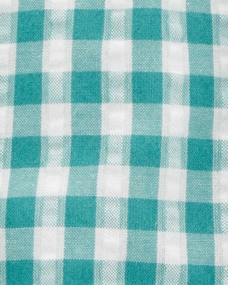 Baby Girl 3-Piece Gingham Outfit Set - Green/Grey