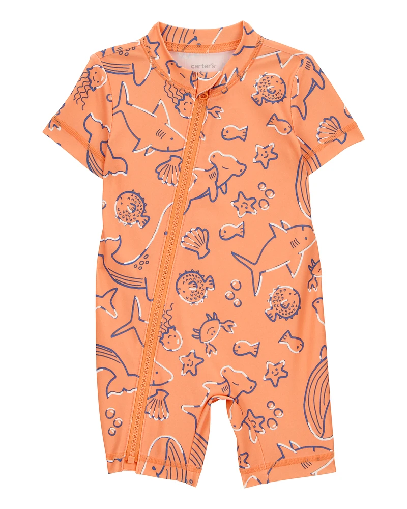Baby 1-Piece Whale Print Rashguard