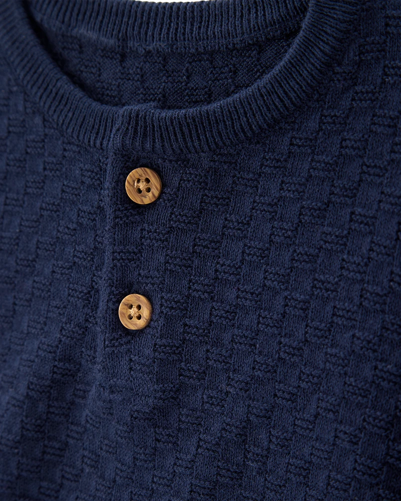 Baby 2-Piece Sweater Knit Henley & Short Set