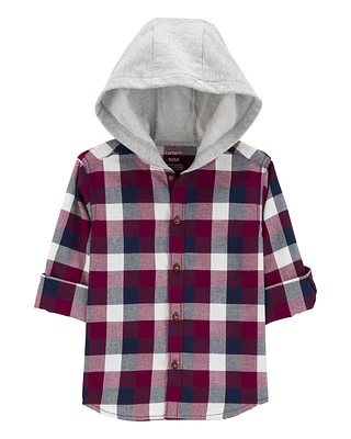 Toddler Plaid Hooded Button-Down Shirt