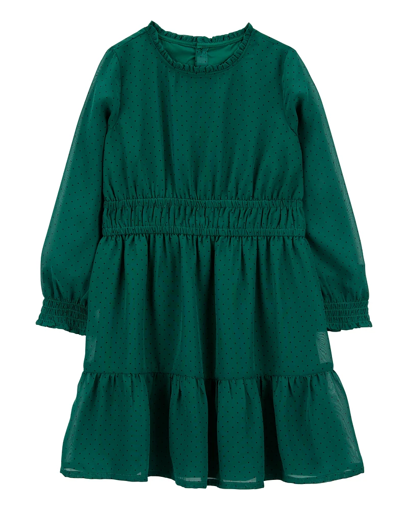 Kid Crepe Chiffon Holiday Dress