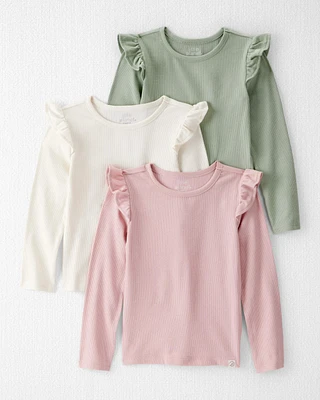 Toddler 3-Pack Organic Cotton Flutter Long-Sleeve Shirts