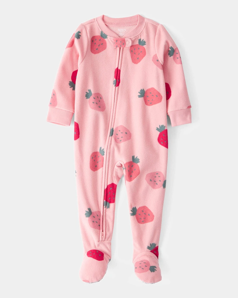 Baby 1-Piece Strawberry Fleece Footie Pyjamas