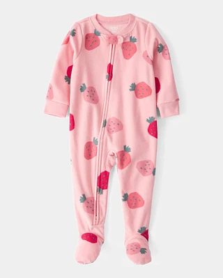 Baby 1-Piece Strawberry Fleece Footie Pyjamas