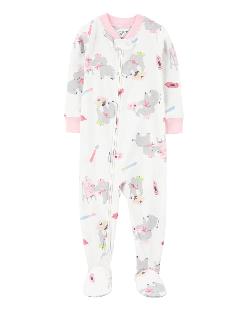 Baby 1-Piece Elephant 100% Snug Fit Cotton Footie Pyjamas