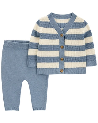 2-Piece  Striped Cardigan & Jogger Set