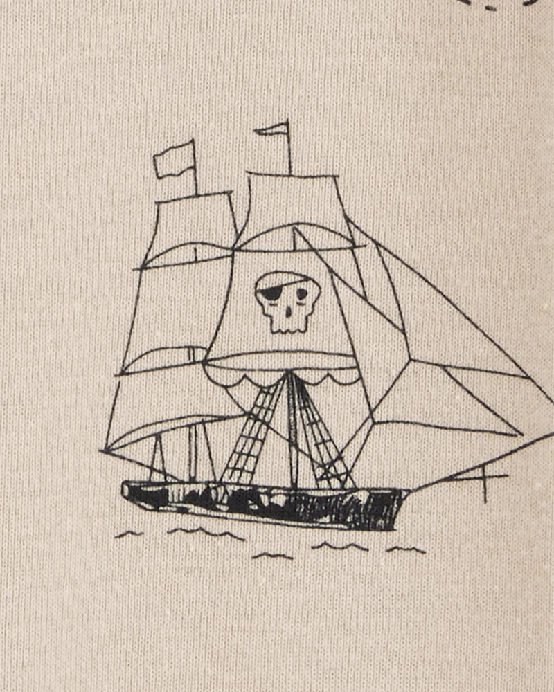 Toddler Boy Pirate Boat Snug Fit Cotton Footless 1-Piece Pyjamas - Khaki