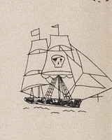 Toddler Boy Pirate Boat Snug Fit Cotton Footless 1-Piece Pyjamas - Khaki
