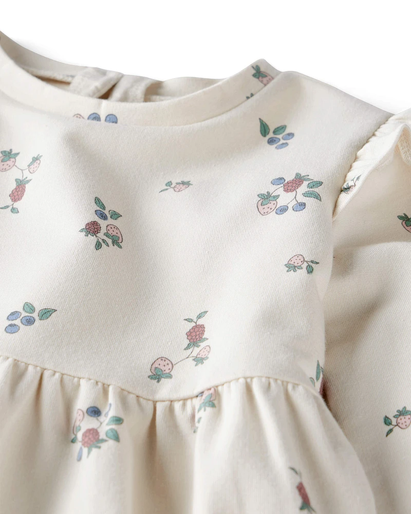 Toddler Organic Cotton French Terry Dress Berry Blossom Print
